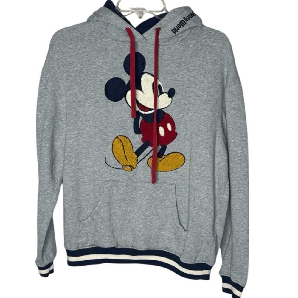 Disney Parks 2022 Gray Hoodie with Embroidered Mickey Mouse‎ Design. Size Small.
